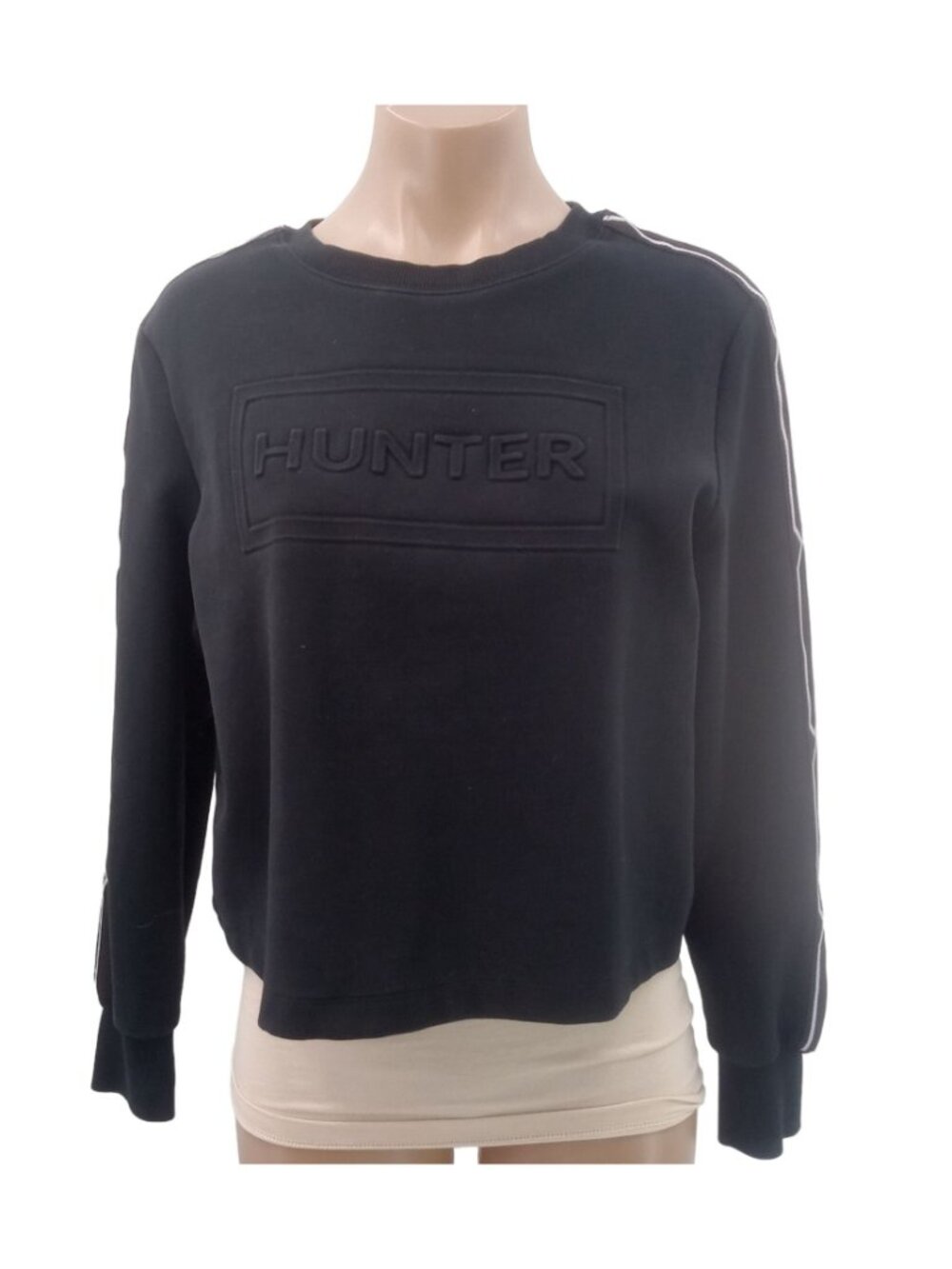 Hunter Target Womens Black Spell Out Cropped Sweatshirt Size M 3D Pullover - Picture 2 of 10